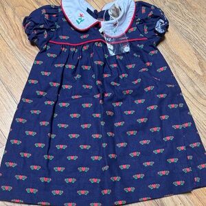 Navy Blue Floral Kids Dress